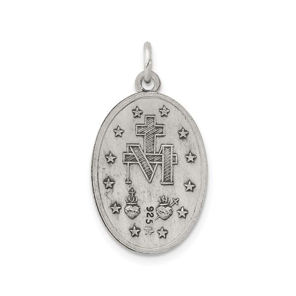 Sterling Silver Antiqued Miraculous Medal Pendant Image 3 Quality Gem LLC Bethel, CT