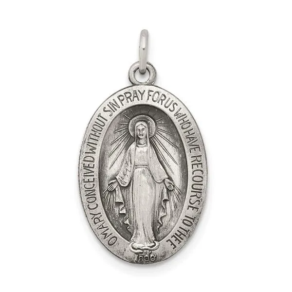 Sterling Silver Antiqued Miraculous Medal Pendant Quality Gem LLC Bethel, CT