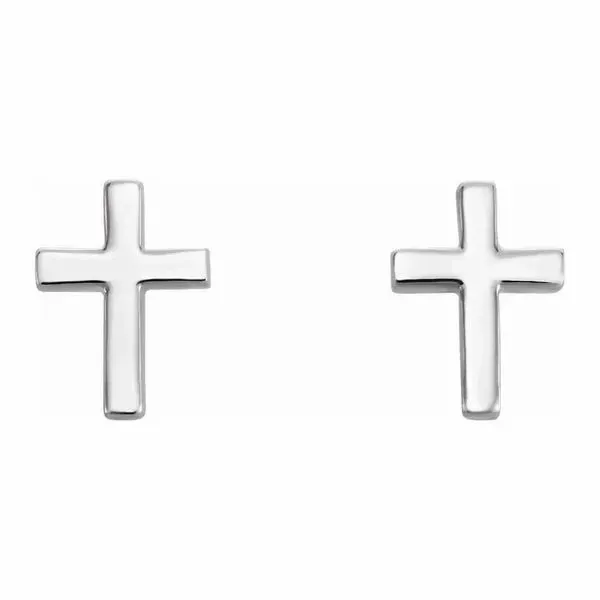 Sterling Silver Cross Stud Earrings Image 2 Quality Gem LLC Bethel, CT