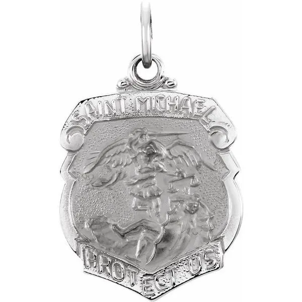 Sterling Silver St Michael Medal Pendant Length 24 Image 2 Quality Gem LLC Bethel, CT