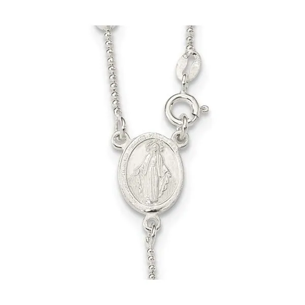 Sterling Silver Polished Bead Rosary Pendant Length 21 Inches Image 2 Quality Gem LLC Bethel, CT