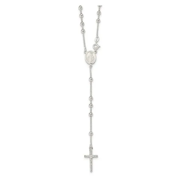 Sterling Silver Polished Bead Rosary Pendant Length 21 Inches Quality Gem LLC Bethel, CT