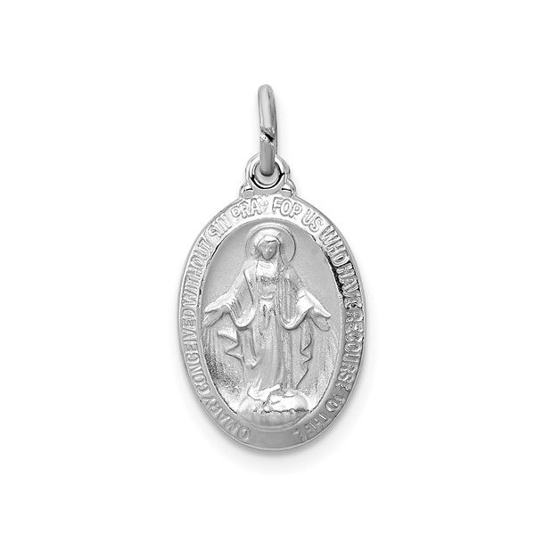 Sterling Silver Small Miraculous Medal Pendant Image 2 Quality Gem LLC Bethel, CT