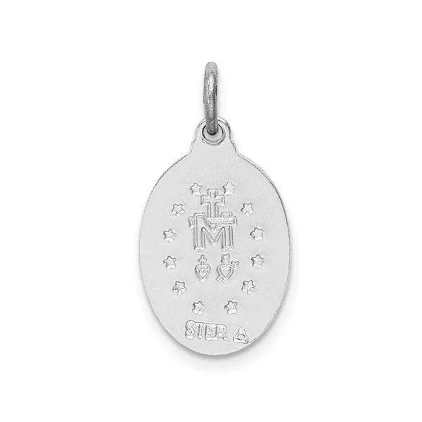 Sterling Silver Small Miraculous Medal Pendant Image 4 Quality Gem LLC Bethel, CT