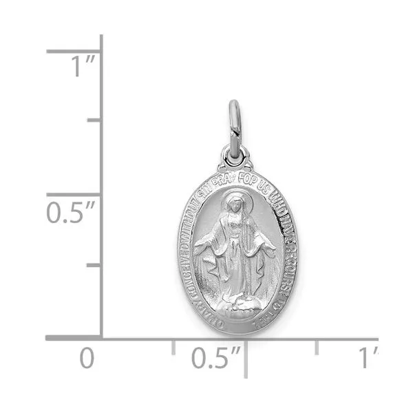 Sterling Silver Rhodium Plated Miraculous Medal Pendant Image 5 Quality Gem LLC Bethel, CT