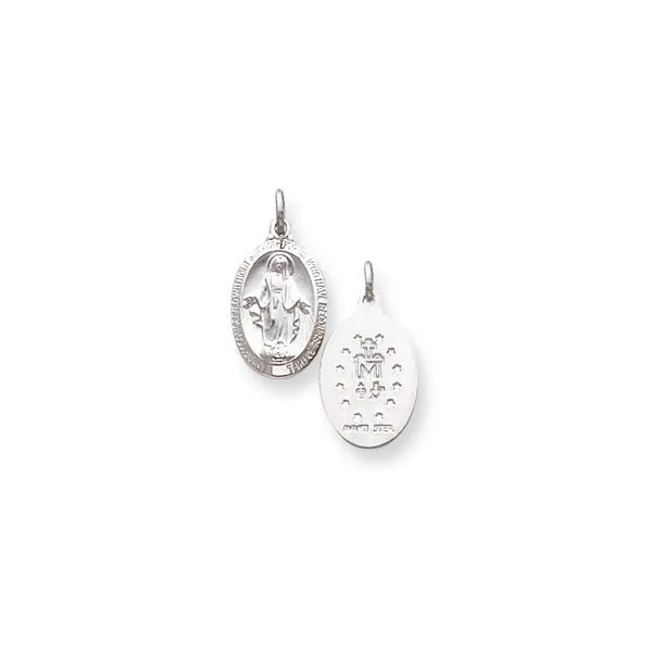 Sterling Silver Rhodium Plated Miraculous Medal Pendant Quality Gem LLC Bethel, CT