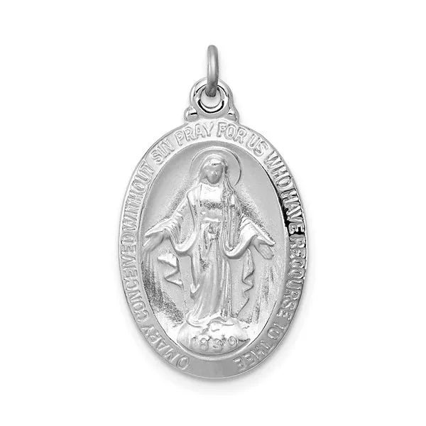 Sterling Silver Rhodium Plated Miraculous Medal Quality Gem LLC Bethel, CT