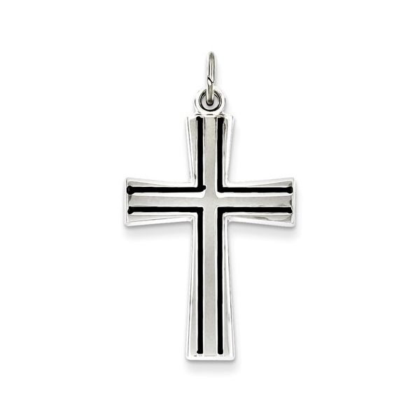 Sterling Silver Black Enamel Latin Cross Pendant Quality Gem LLC Bethel, CT