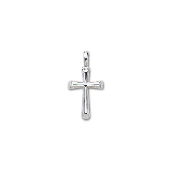 Sterling Silver Solid Small Flair Half Round Cross Pendant Quality Gem LLC Bethel, CT