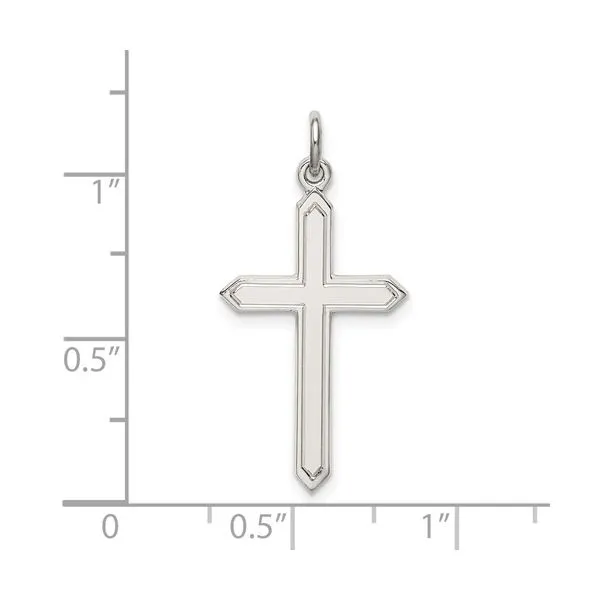 Sterling Silver Medium Satin Cross Pendant Image 2 Quality Gem LLC Bethel, CT