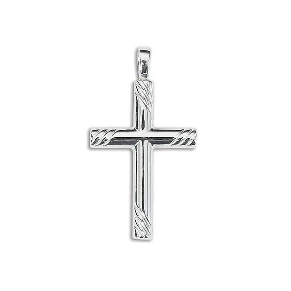 Sterling Silver Solid Large Half Round Groove Cross Pendant Quality Gem LLC Bethel, CT