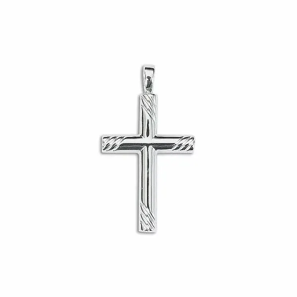 Sterling Silver Small Half Round Groove Cross Pendant Quality Gem LLC Bethel, CT