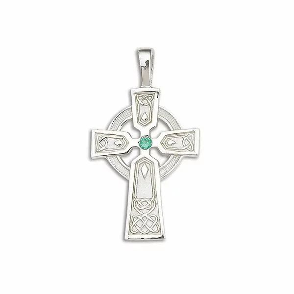 Sterling Silver Solid Emerald Celtic Medium Cross Pendant Quality Gem LLC Bethel, CT