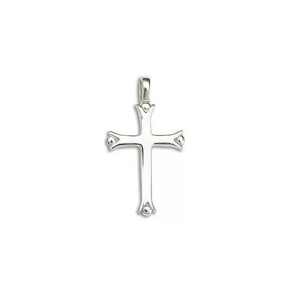 Sterling Silver Solid Medium Groove End With Ball Cross Pendant Quality Gem LLC Bethel, CT