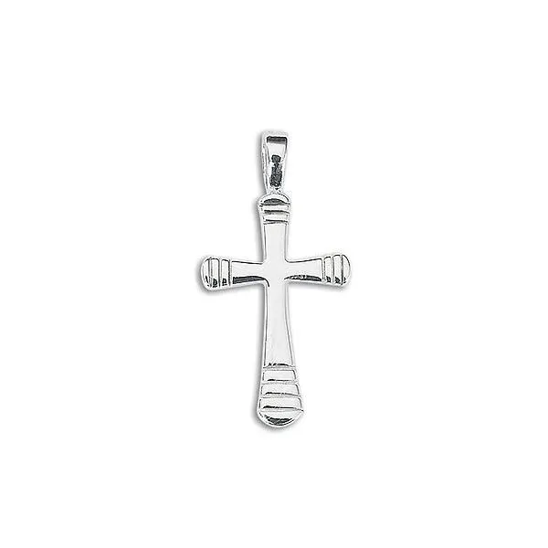 Sterling Silver Solid Medium Flair W/ Lines Cross Pendant Quality Gem LLC Bethel, CT