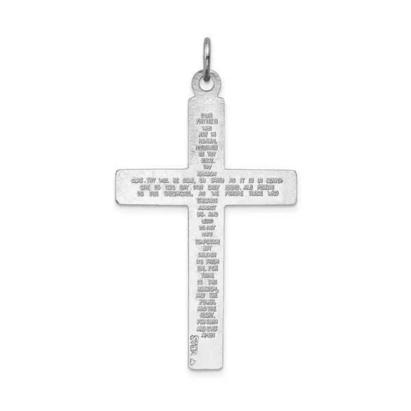 Sterling Silver Platinum Plated INRI Crucifix With Lord's Prayer Pendant Image 2 Quality Gem LLC Bethel, CT
