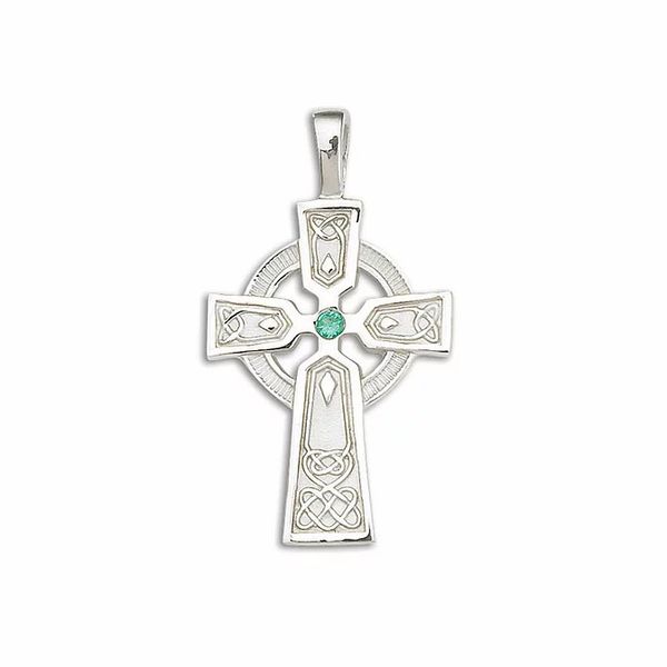 Sterling Silver Solid Emerald Celtic Medium Cross Pendant Quality Gem LLC Bethel, CT