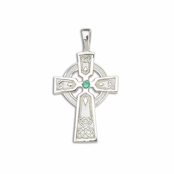 Sterling Silver Solid Emerald Celtic Medium Cross Pendant Quality Gem LLC Bethel, CT