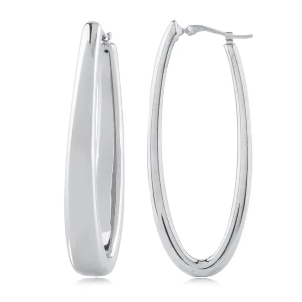 Sterling Silver Large Oval Oblong Hoop Earrings Quality Gem LLC Bethel, CT