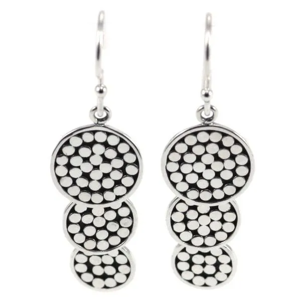 Sterling Silver Oxidized Round Bola Bali Triple Dangle Earrings Quality Gem LLC Bethel, CT