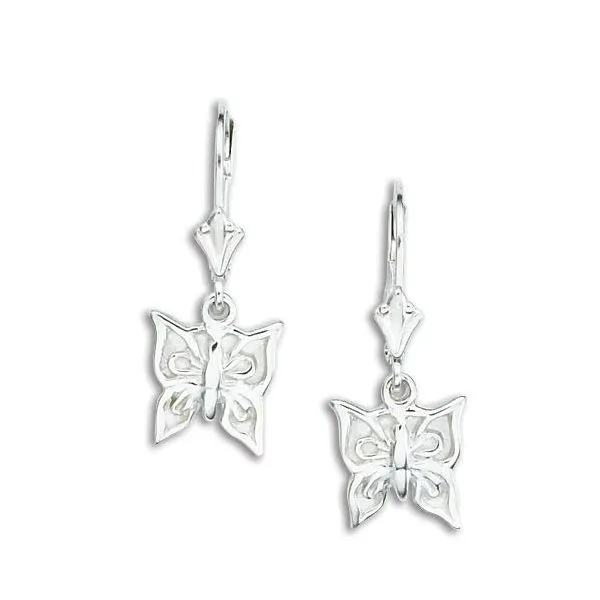 Sterling Silver Butterfly Leverback Earrings Quality Gem LLC Bethel, CT