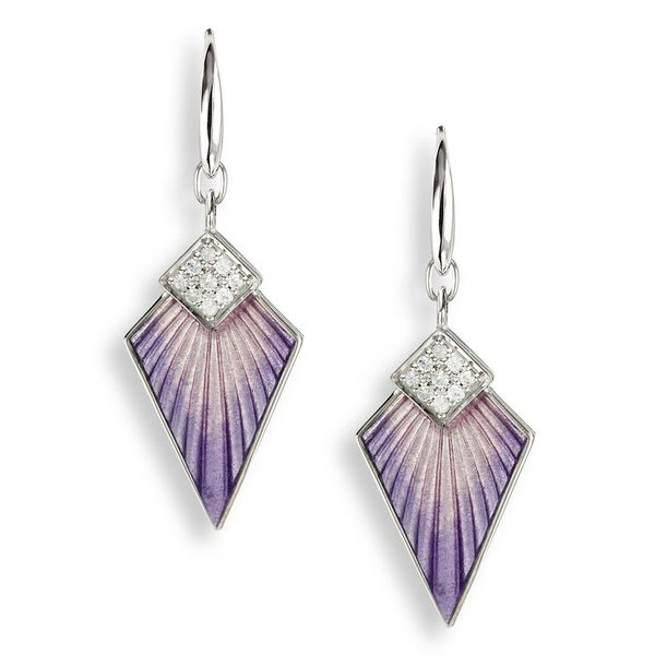Sterling Silver Purple Enamel Art Deco Dangle Earrings Quality Gem LLC Bethel, CT