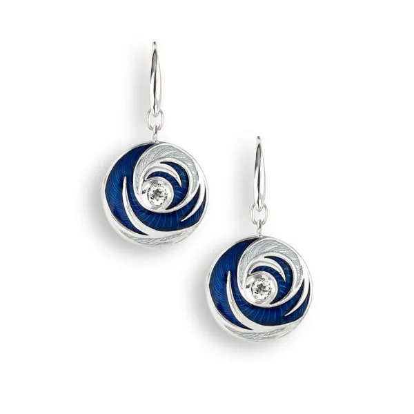 Sterling Silver Navy Blue & Light Blue Enamel Dangle Earrings Quality Gem LLC Bethel, CT