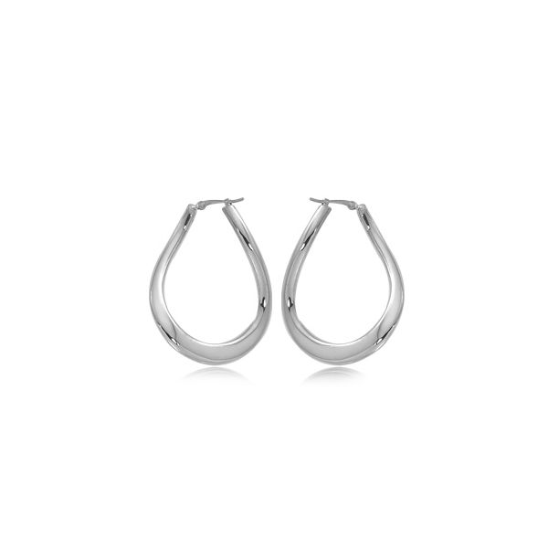 Sterling Silver Curved Teardrop Hoop Earrings Quality Gem LLC Bethel, CT