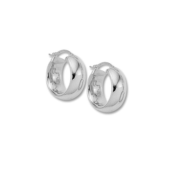 Sterling Silver Wide Hoop Earrings Image 2 Quality Gem LLC Bethel, CT