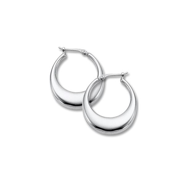 Sterling Silver Shell Hoop Earrings Image 2 Quality Gem LLC Bethel, CT