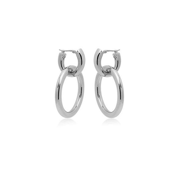 Sterling Silver Tapered Hoop With Oval Hoop Earrings Quality Gem LLC Bethel, CT