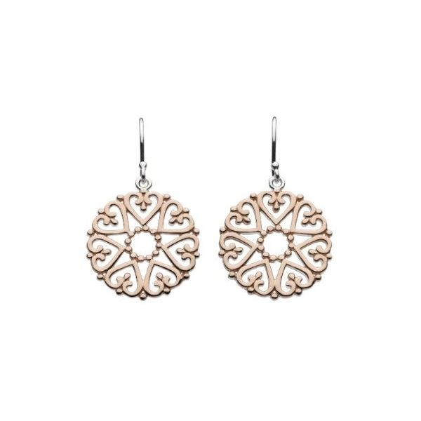 Sterling Silver & 14K Rose Gold Plate Circled Hearts Drop Earrings Quality Gem LLC Bethel, CT