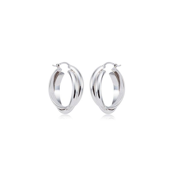 Sterling Silver Half Round Crossover Hoop Earrings Quality Gem LLC Bethel, CT