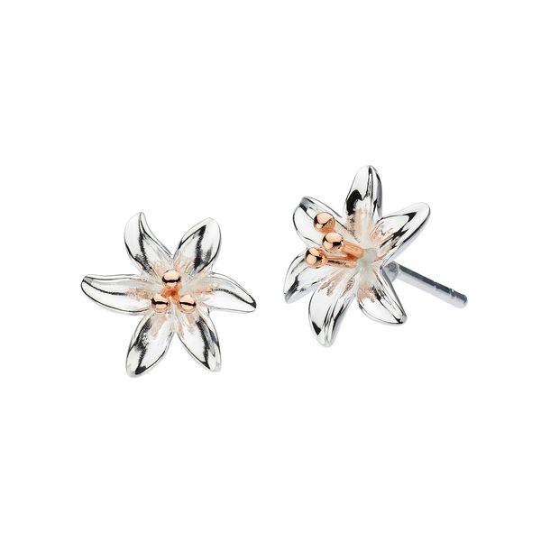 Sterling Silver & 14K Rose Gold Plate Tiger Lily Stud Earrings Quality Gem LLC Bethel, CT