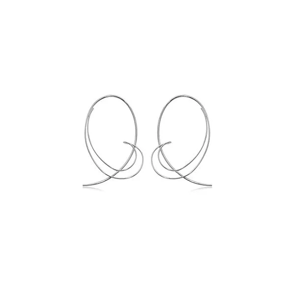 Sterling Silver Rhodium Plated Open Paisley Sweep Earrings Quality Gem LLC Bethel, CT