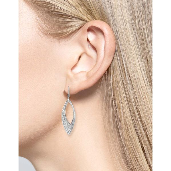 Sterling Silver Gray Enamel Open Marquise Dangle Earrings Image 2 Quality Gem LLC Bethel, CT