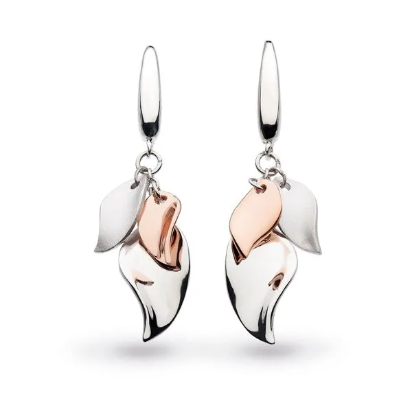 Sterling Silver & 18K Rose Gold Plate Enchanted Cluster Leaf Drop Earrings Quality Gem LLC Bethel, CT