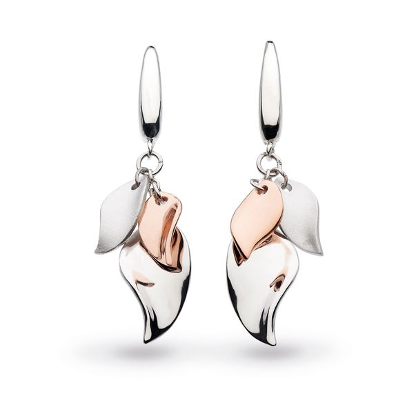 Sterling Silver & 18K Rose Gold Plate Enchanted Cluster Leaf Drop Earrings Quality Gem LLC Bethel, CT