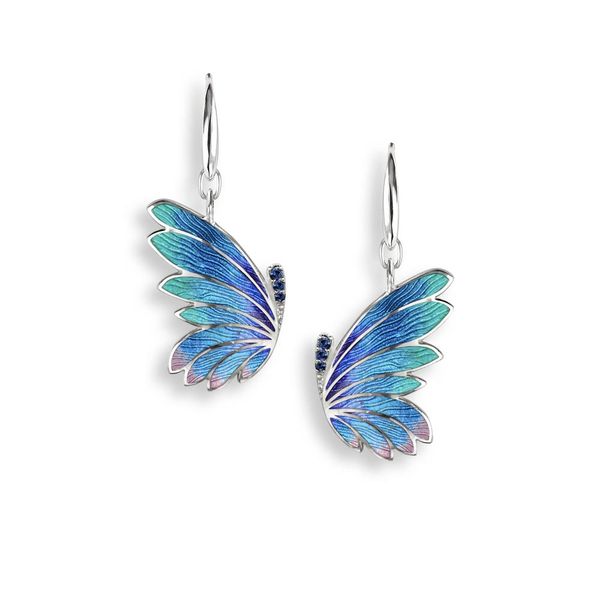 Sterling Silver Blue Enamel Butterfly Dangle Earrings Quality Gem LLC Bethel, CT