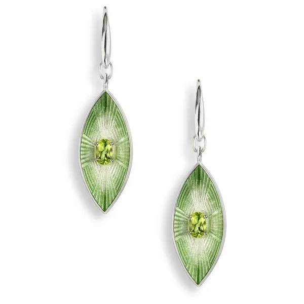 Sterling Silver Lime Green Enamel & Peridot Dangle Earrings Quality Gem LLC Bethel, CT