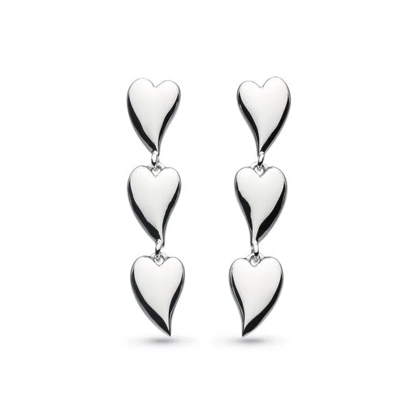Sterling Silver Desire Kiss Triple Linking Hearts Drop Earrings Quality Gem LLC Bethel, CT