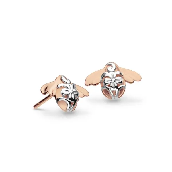 Sterling Silver & Rose Gold Plate Bumblebee Stud Earrings Quality Gem LLC Bethel, CT