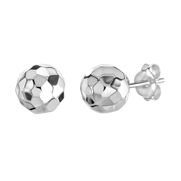 Sterling Silver Diamond Cut 8mm Ball Stud Earrings Quality Gem LLC Bethel, CT
