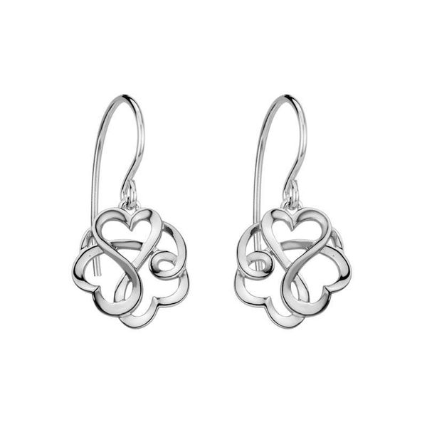 Sterling Silver Entwined Hearts Dangle Earrings Quality Gem LLC Bethel, CT