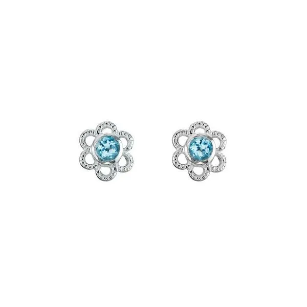 Sterling Silver Blue Topaz December Mini Flower Stud Earrings Quality Gem LLC Bethel, CT