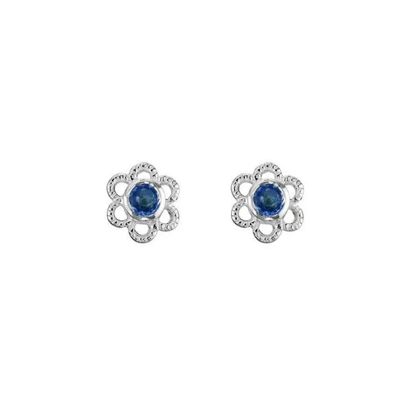 Sterling Silver Created Blue Sapphire September Mini Flower Stud Earrings Quality Gem LLC Bethel, CT