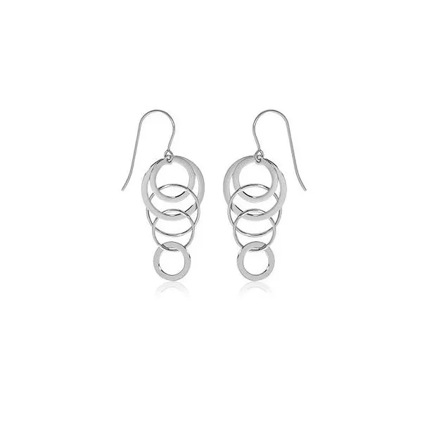 Sterling Silver Cascading Circles Earrings Image 2 Quality Gem LLC Bethel, CT