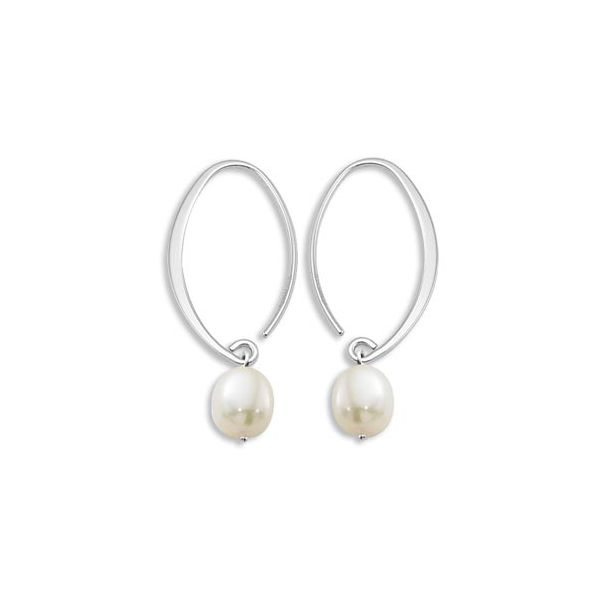Sterling Silver Pearl Dangle Earrings Image 2 Quality Gem LLC Bethel, CT