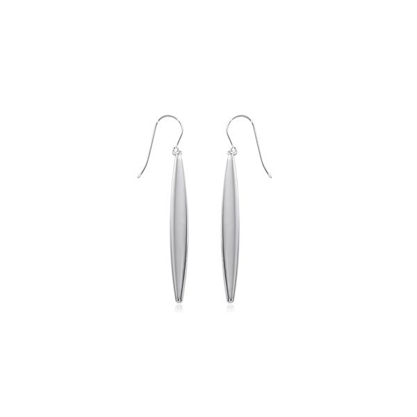 Sterling Silver Elongated Flat Oval Dangle Earrings Quality Gem LLC Bethel, CT