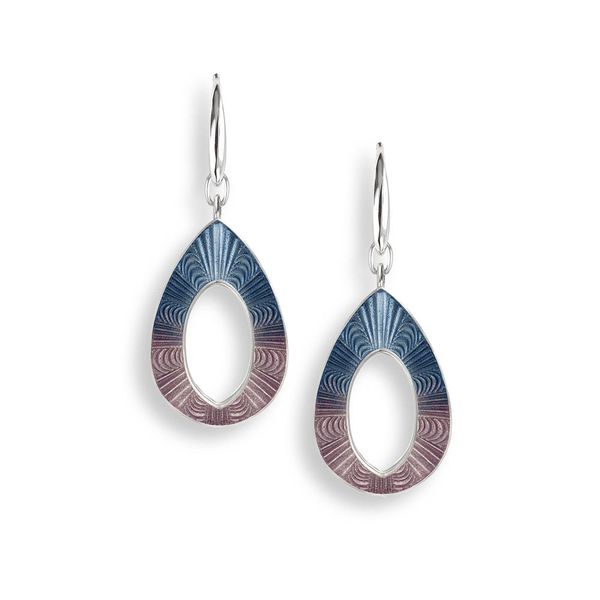 Sterling Silver Blue-Purple Enamel Open Teardrop Dangle Earrings Quality Gem LLC Bethel, CT